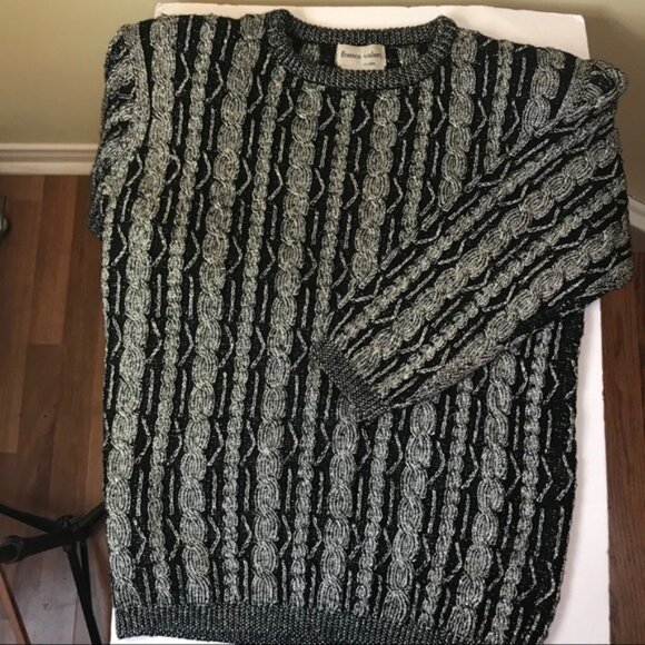 Franco Valeri Vintage 80s Cable Knit Metallic Knit Sweater Top Tunic Chunky Rare - Picture 8 of 11